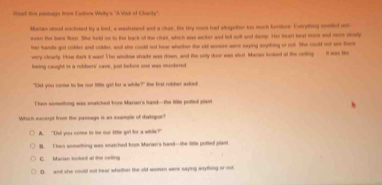read the passage from eudora weltys a visit of charity. marian stood su…