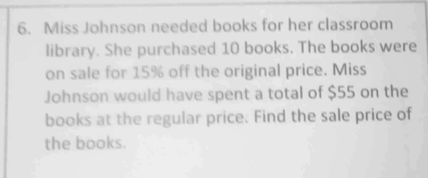 6. miss johnson needed books for her classroom library. she purchased 1…