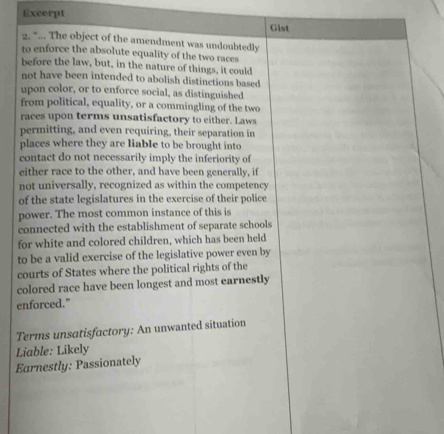 excerpt 2. “... the object of the amendment was undoubtedly to enforce …