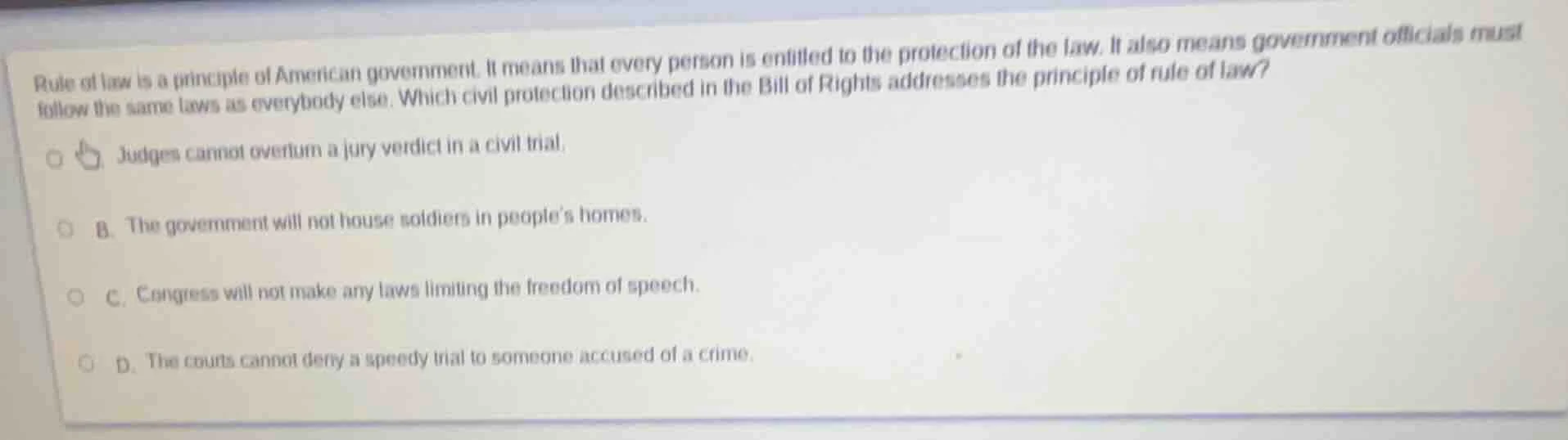 rule of law is a principle of american government. it means that every …