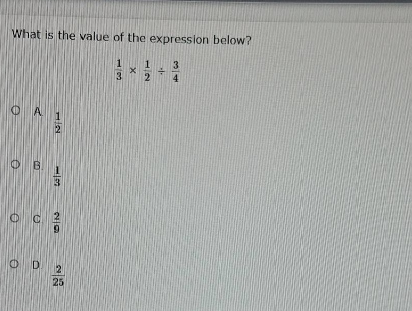 what is the value of the expression below? \\frac{1}{3} \\times \\frac{…
