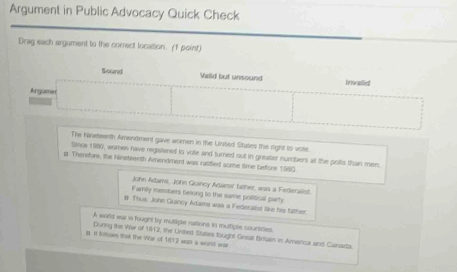 argument in public advocacy quick check drag each argument to the corre…