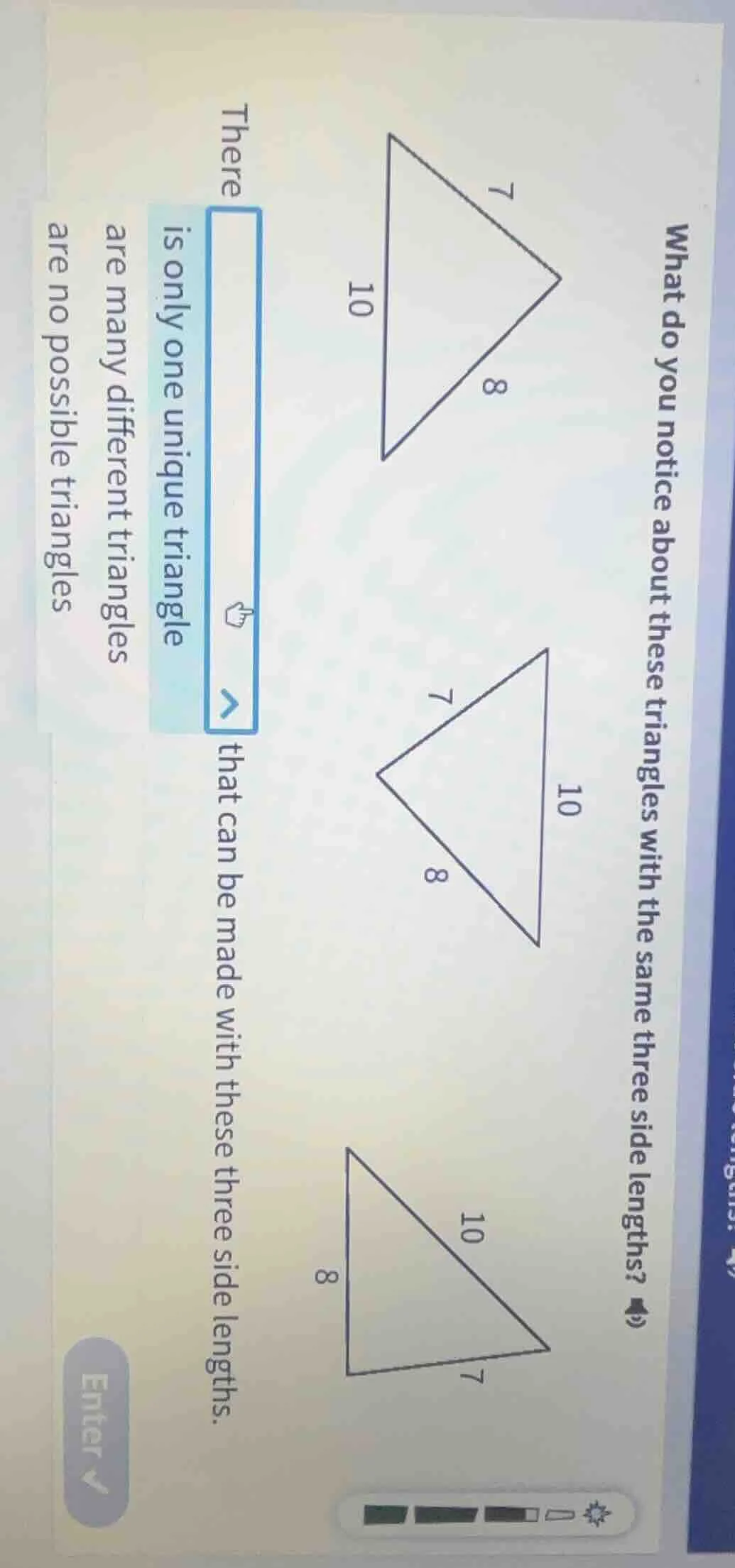 what do you notice about these triangles with the same three side lengt…