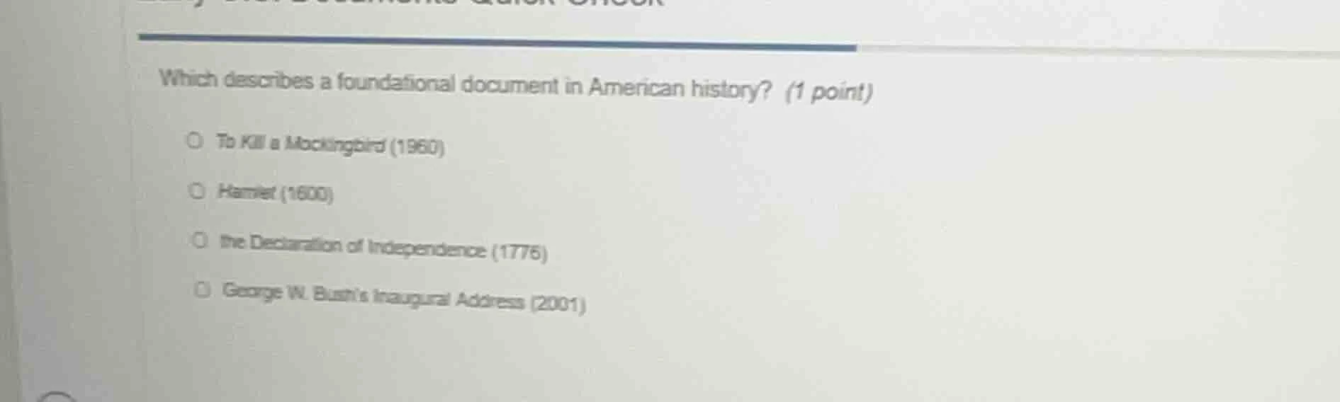 which describes a foundational document in american history? (1 point) …