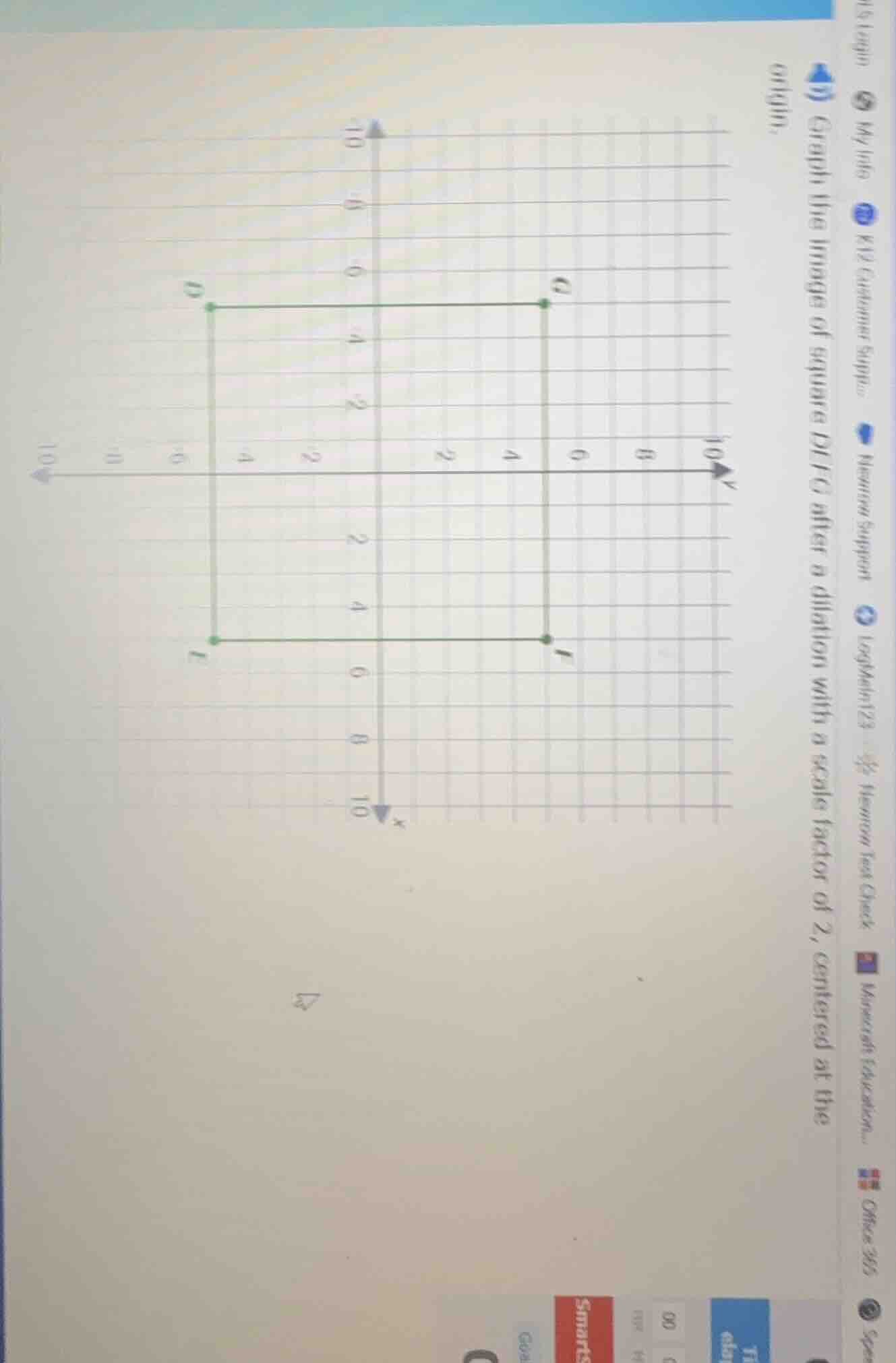 graph the image of square difg after a dilation with a scale factor of …