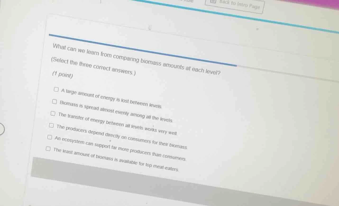 what can we learn from comparing biomass amounts at each level? (select…