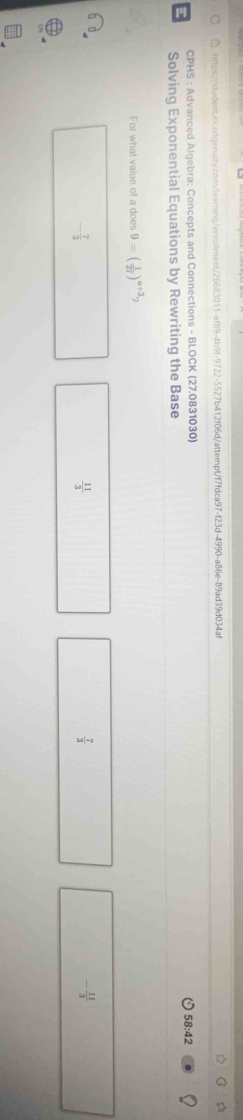 solving exponential equations by rewriting the base cphs : advanced alg…