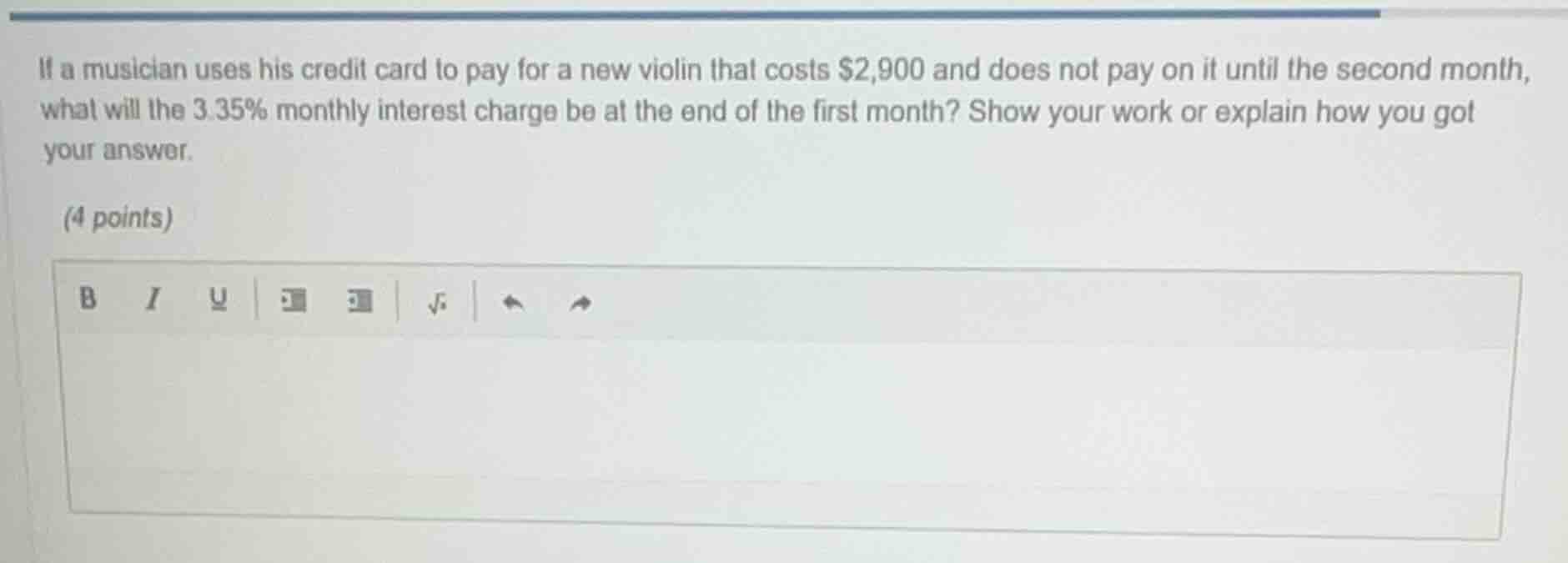 if a musician uses his credit card to pay for a new violin that costs $…