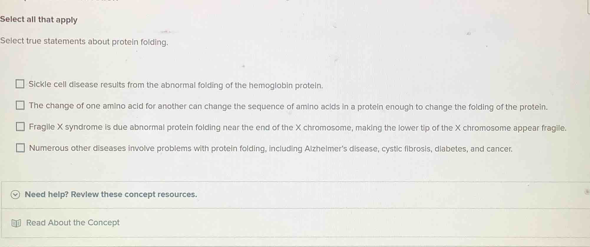 select all that apply select true statements about protein folding. - s…