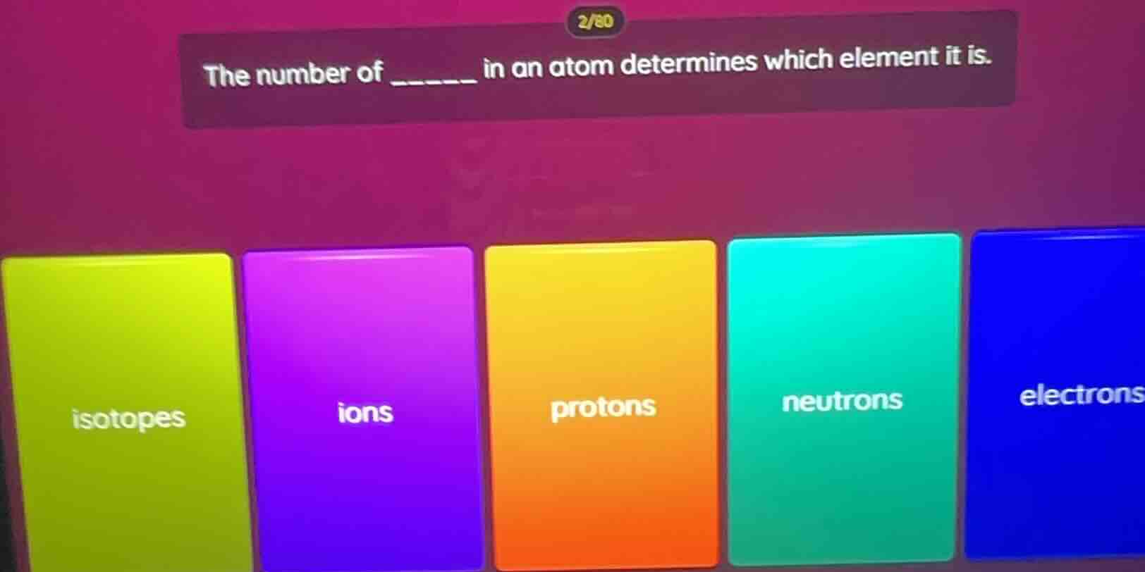 the number of ______ in an atom determines which element it is. options…