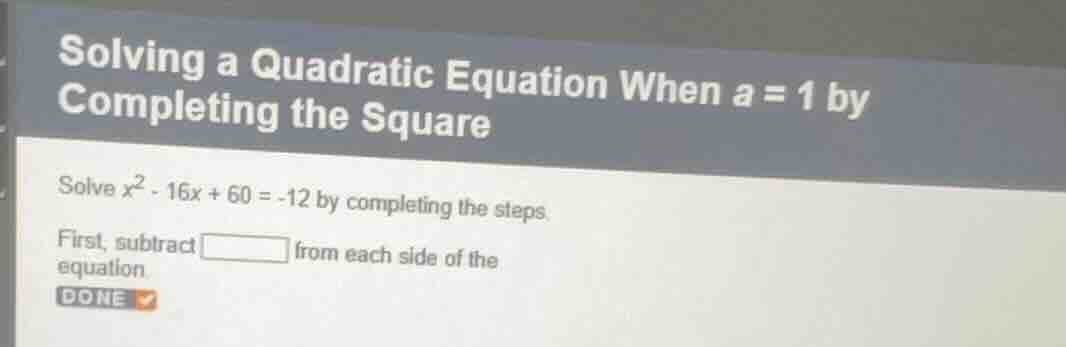 solving a quadratic equation when a = 1 by completing the square solve …