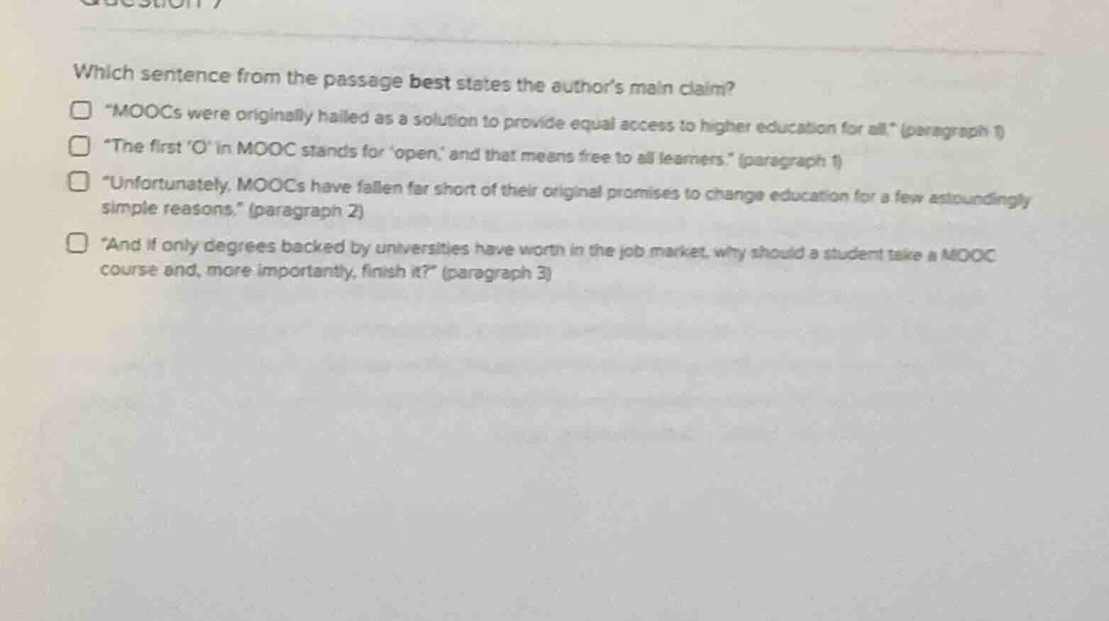 which sentence from the passage best states the author’s main claim? \m…