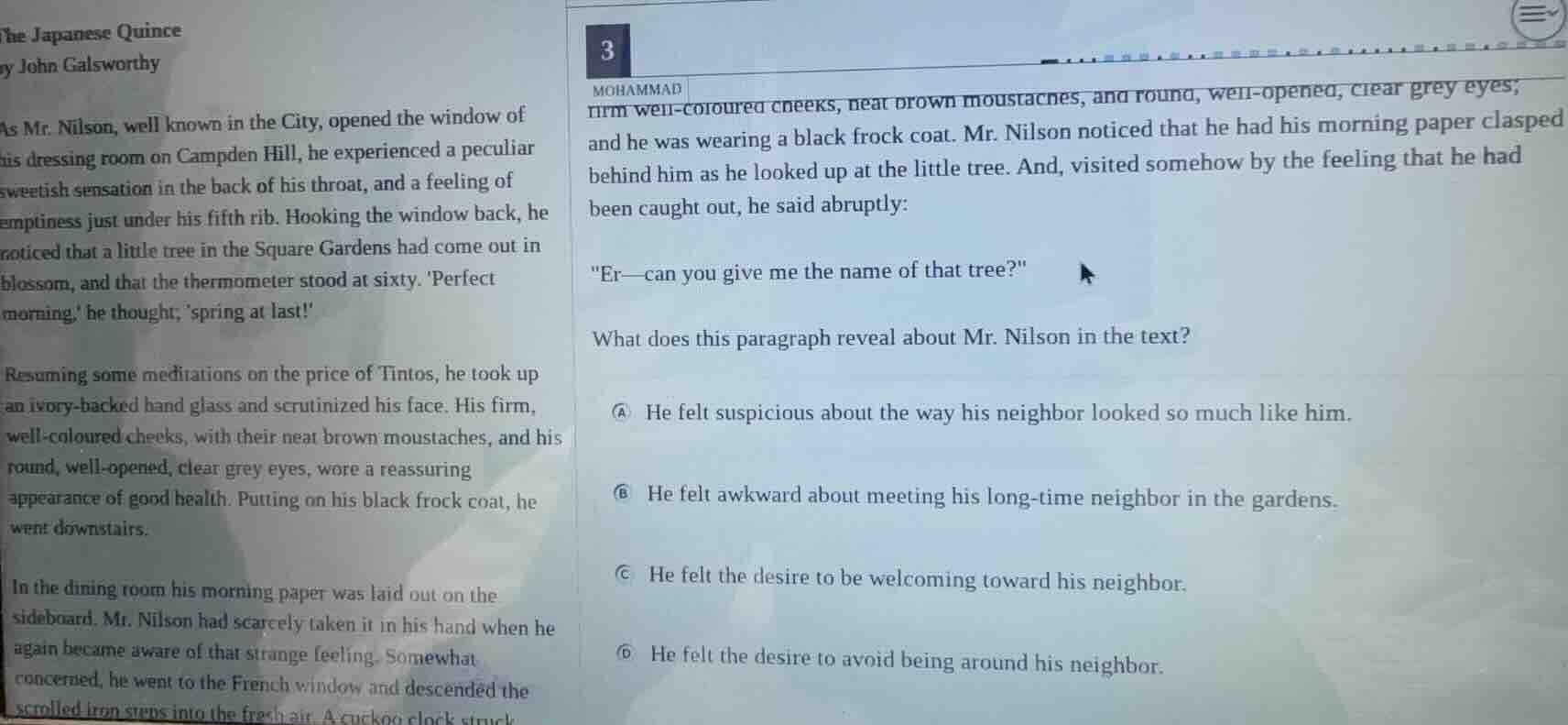 the japanese quince by john galsworthy as mr. nilson, well known in the…