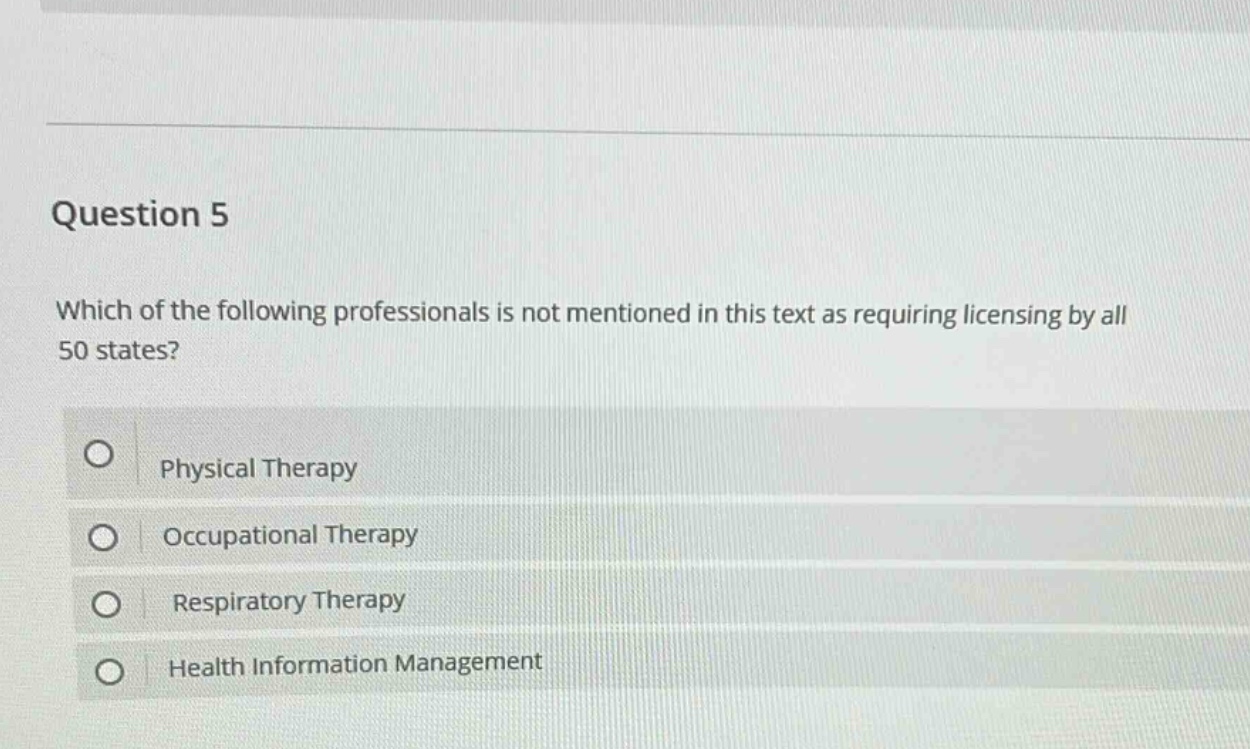 question 5 which of the following professionals is not mentioned in thi…