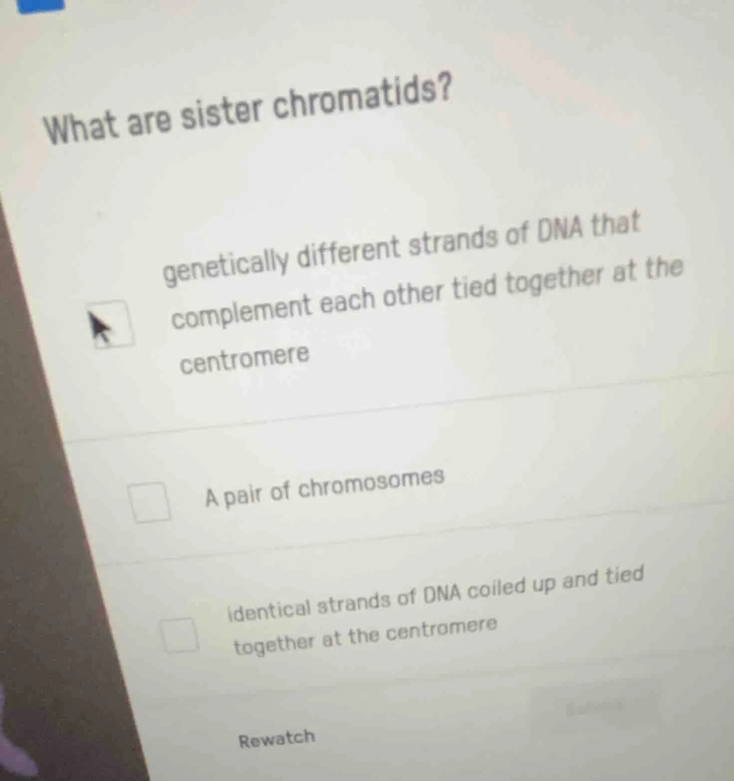 what are sister chromatids? genetically different strands of dna that c…
