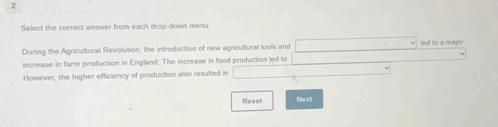 select the correct answer from each drop - down menu. during the agricu…