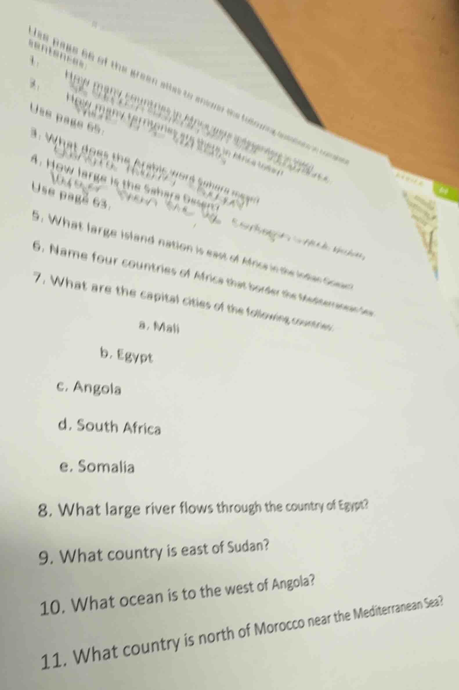use page 63: 5. what large island nation is east of africa in the india…