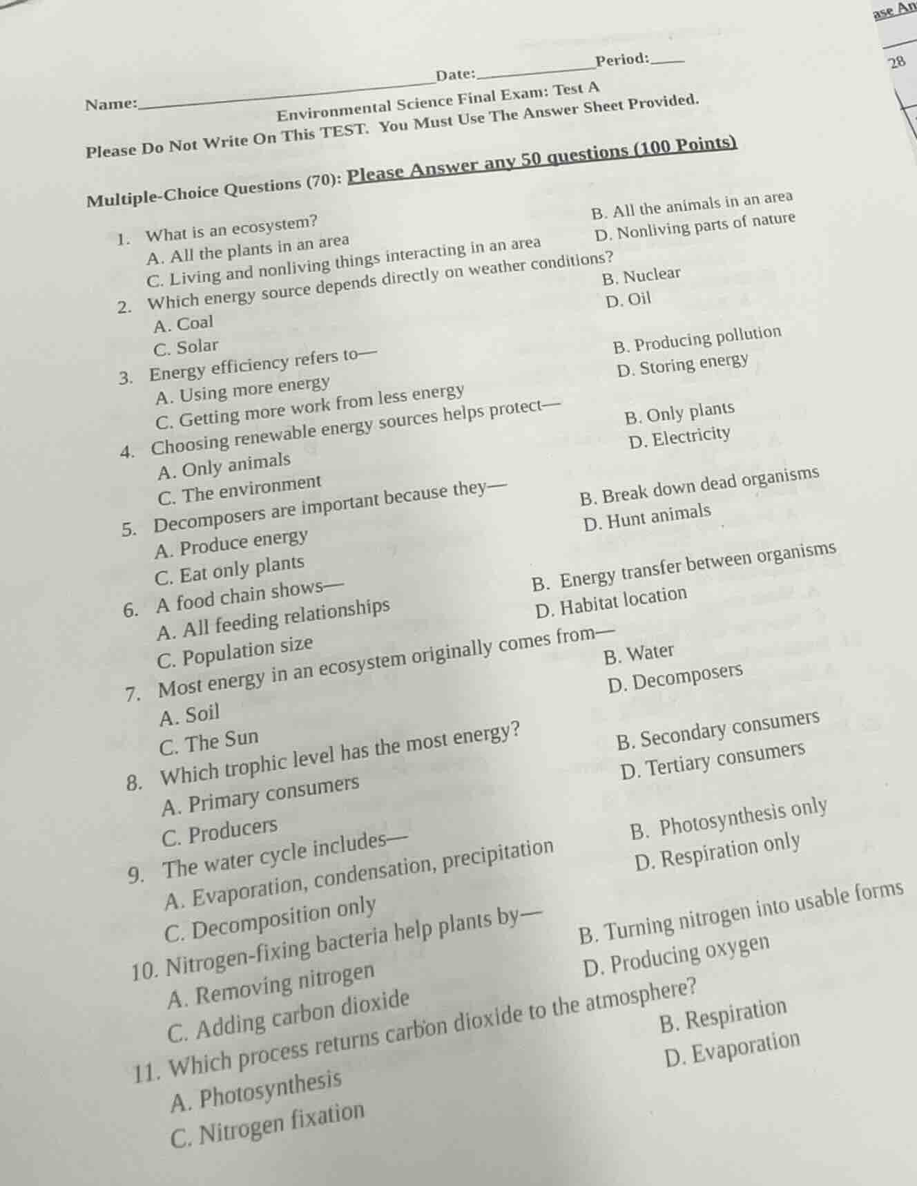 name:______ date:______ period:____ environmental science final exam: t…