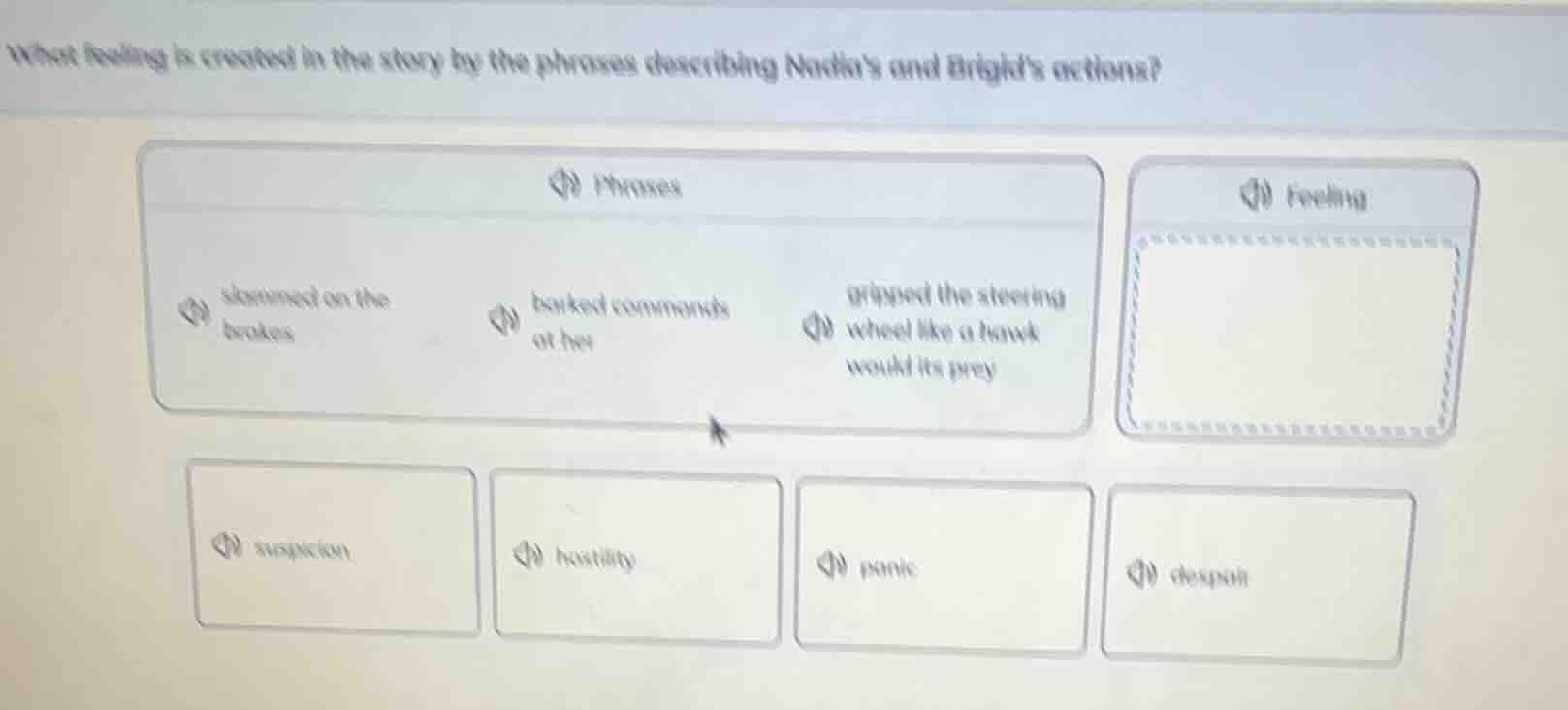 what feeling is created in the story by the phrases describing nadias a…