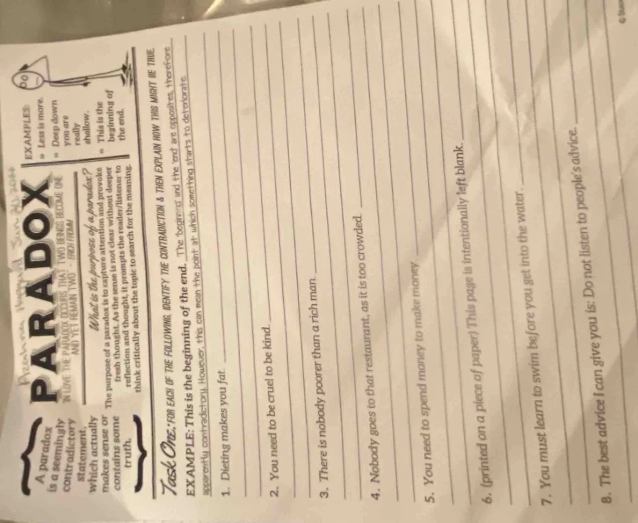 paradox a paradox is a seemingly contradictory statement which actually…