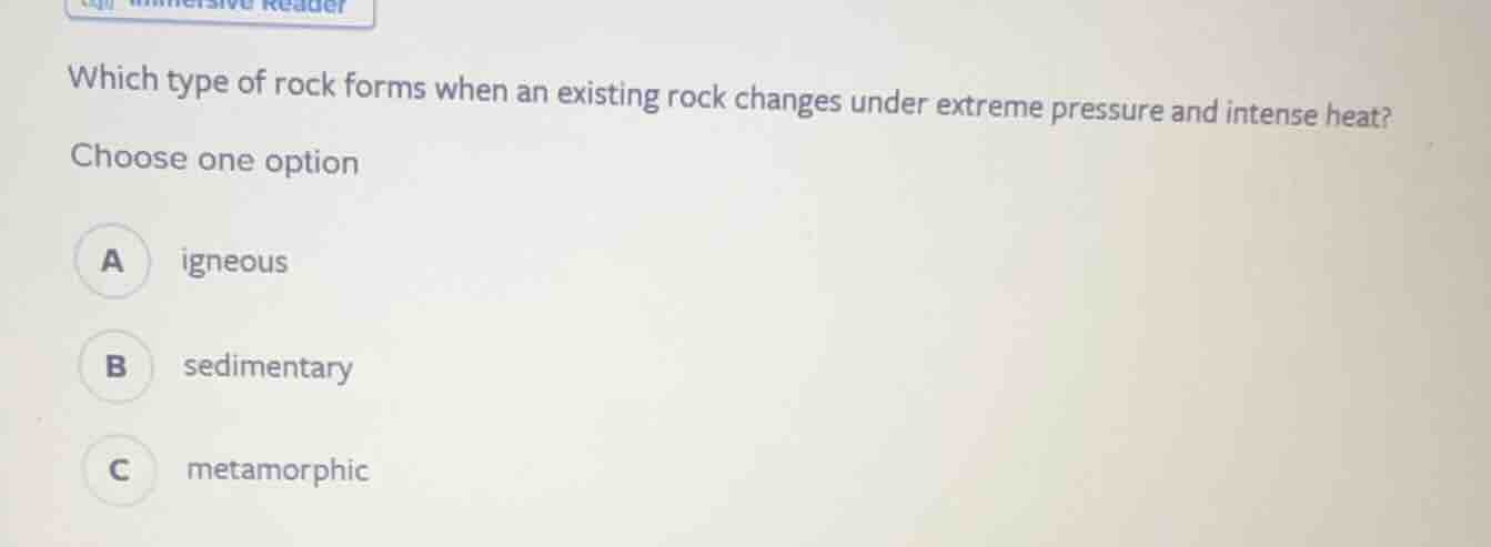 which type of rock forms when an existing rock changes under extreme pr…