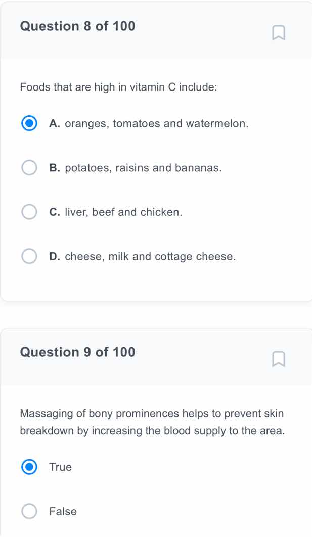 question 8 of 100 foods that are high in vitamin c include: a. oranges,…