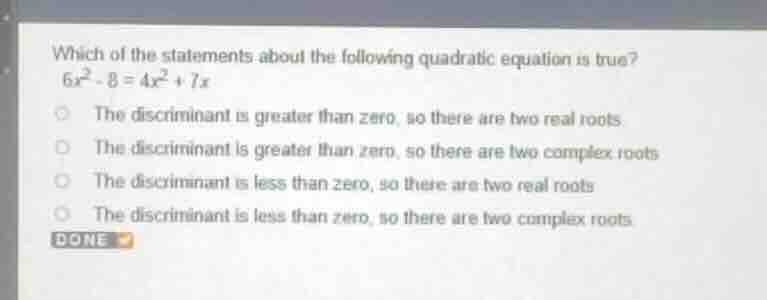 which of the statements about the following quadratic equation is true?…