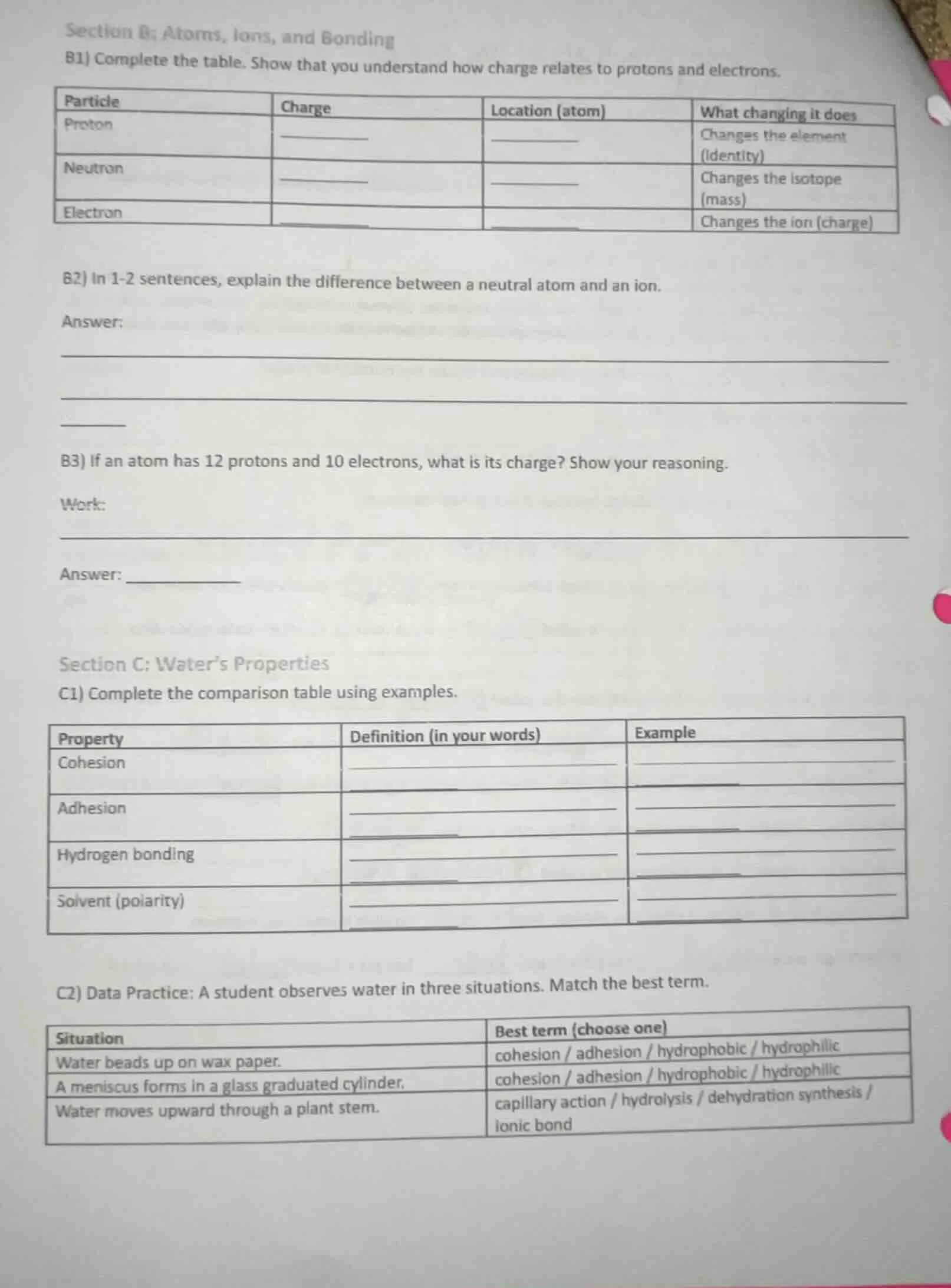 section b: atoms, ions, and bonding b1) complete the table. show that y…