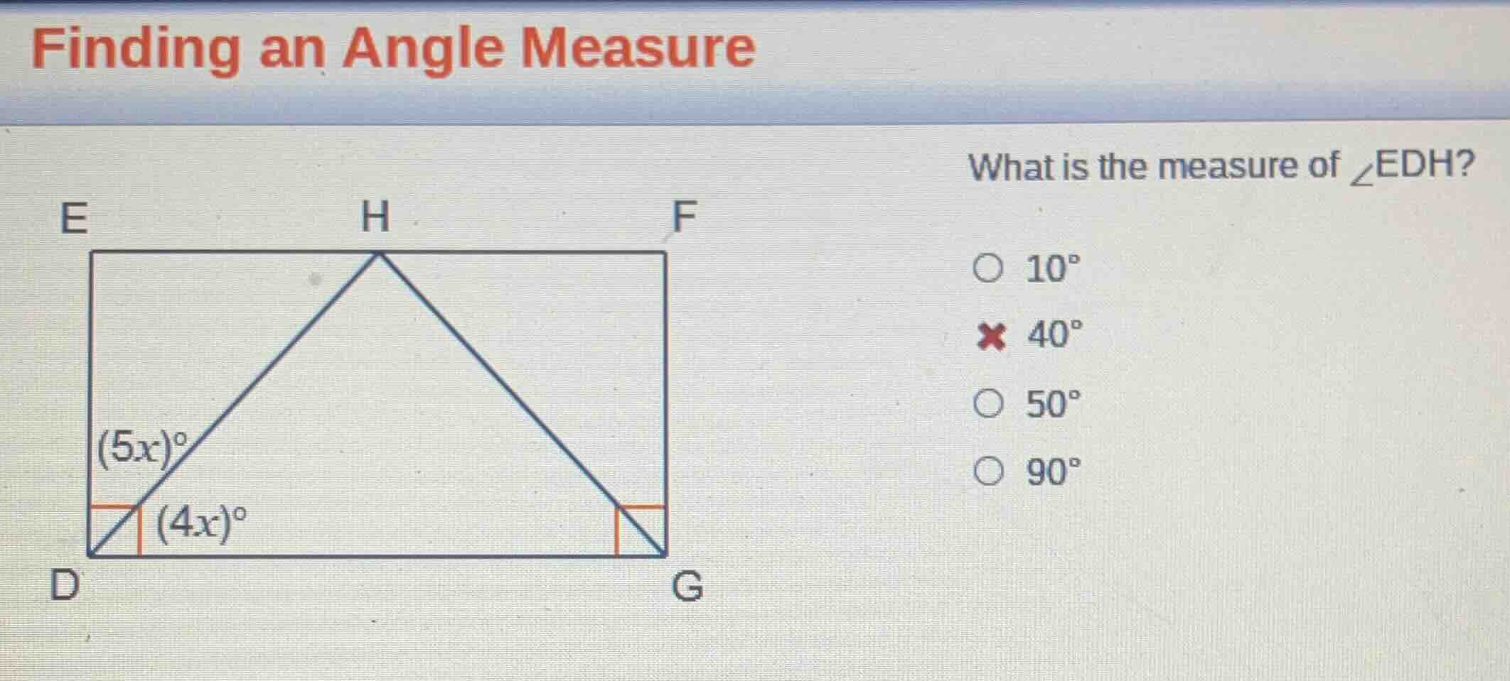 finding an angle measure what is the measure of $\\angle$edh? $\\circ$ …