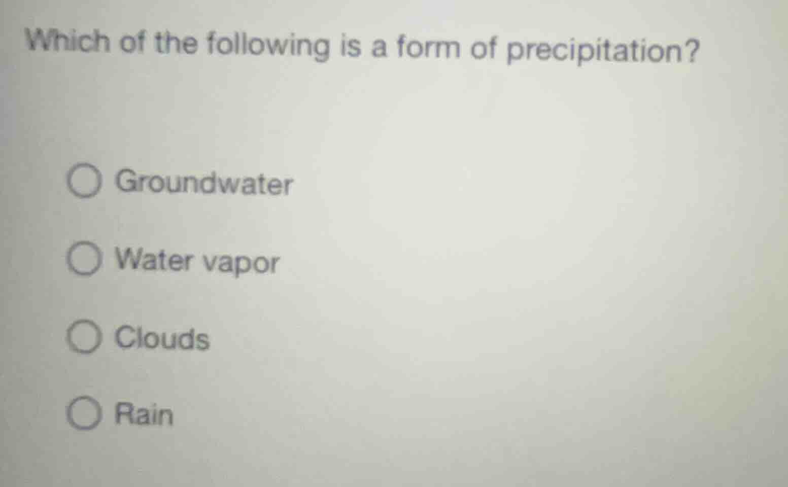 which of the following is a form of precipitation? groundwater water va…