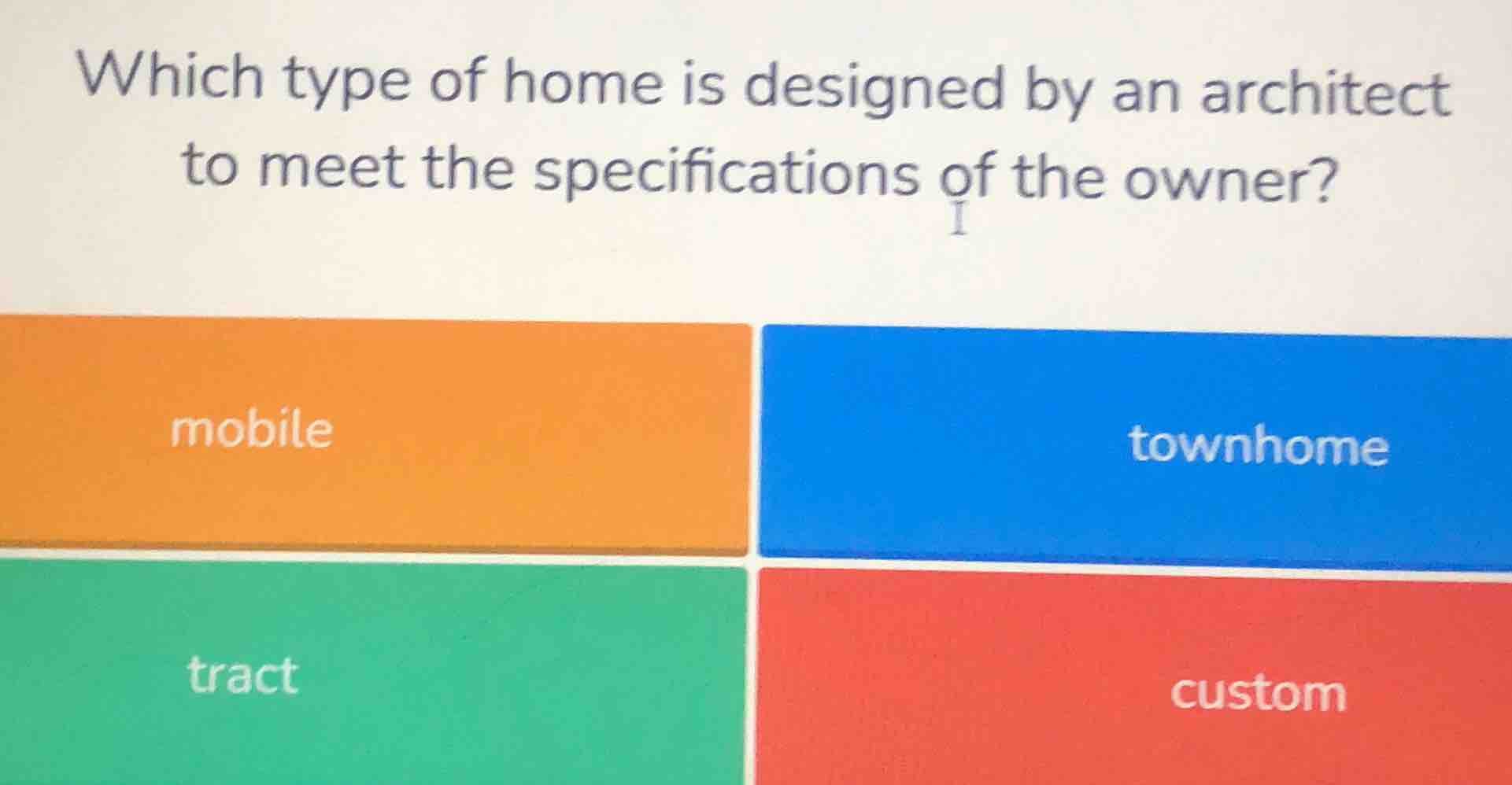 which type of home is designed by an architect to meet the specificatio…