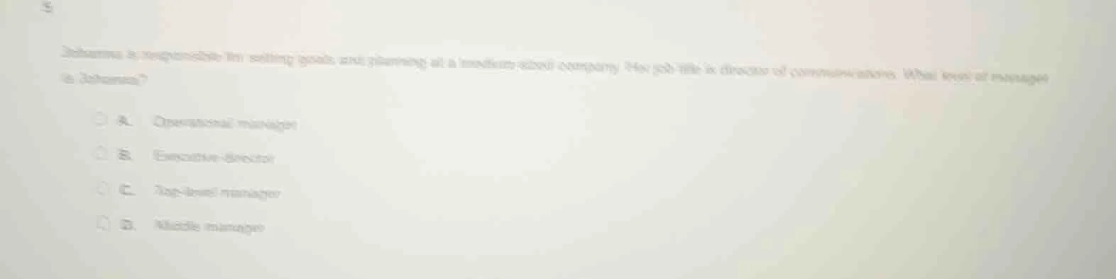 johanna is responsible for setting goals and planning at a medium - siz…