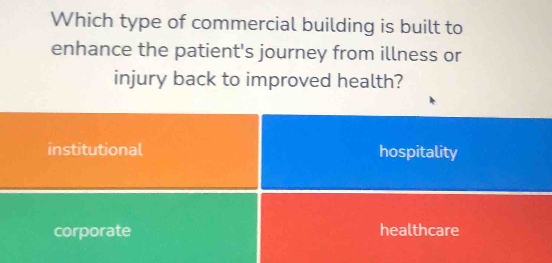 which type of commercial building is built to enhance the patients jour…