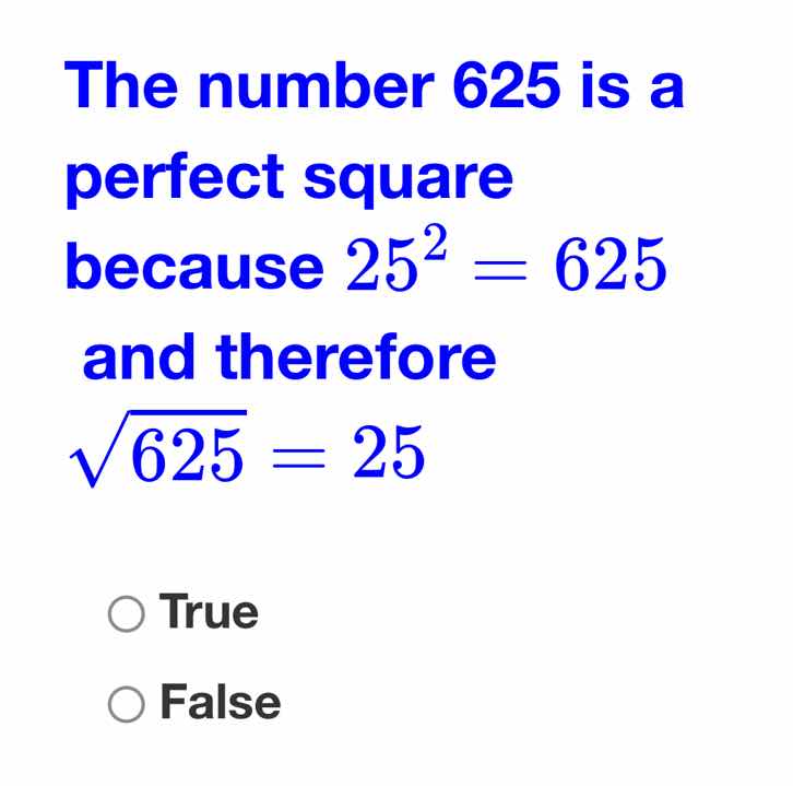 the number 625 is a perfect square because $25^2 = 625$ and therefore $…