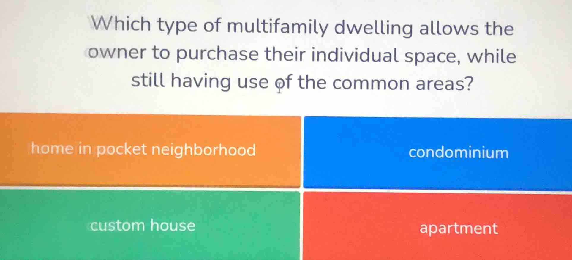 which type of multifamily dwelling allows the owner to purchase their i…