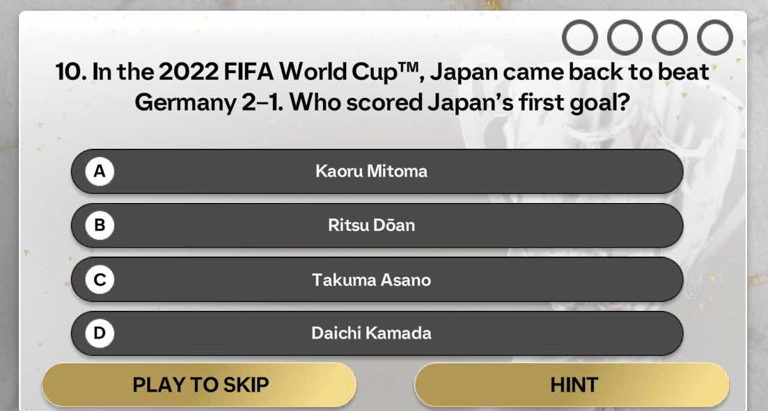 10. in the 2022 fifa world cup™, japan came back to beat germany 2-1. w…