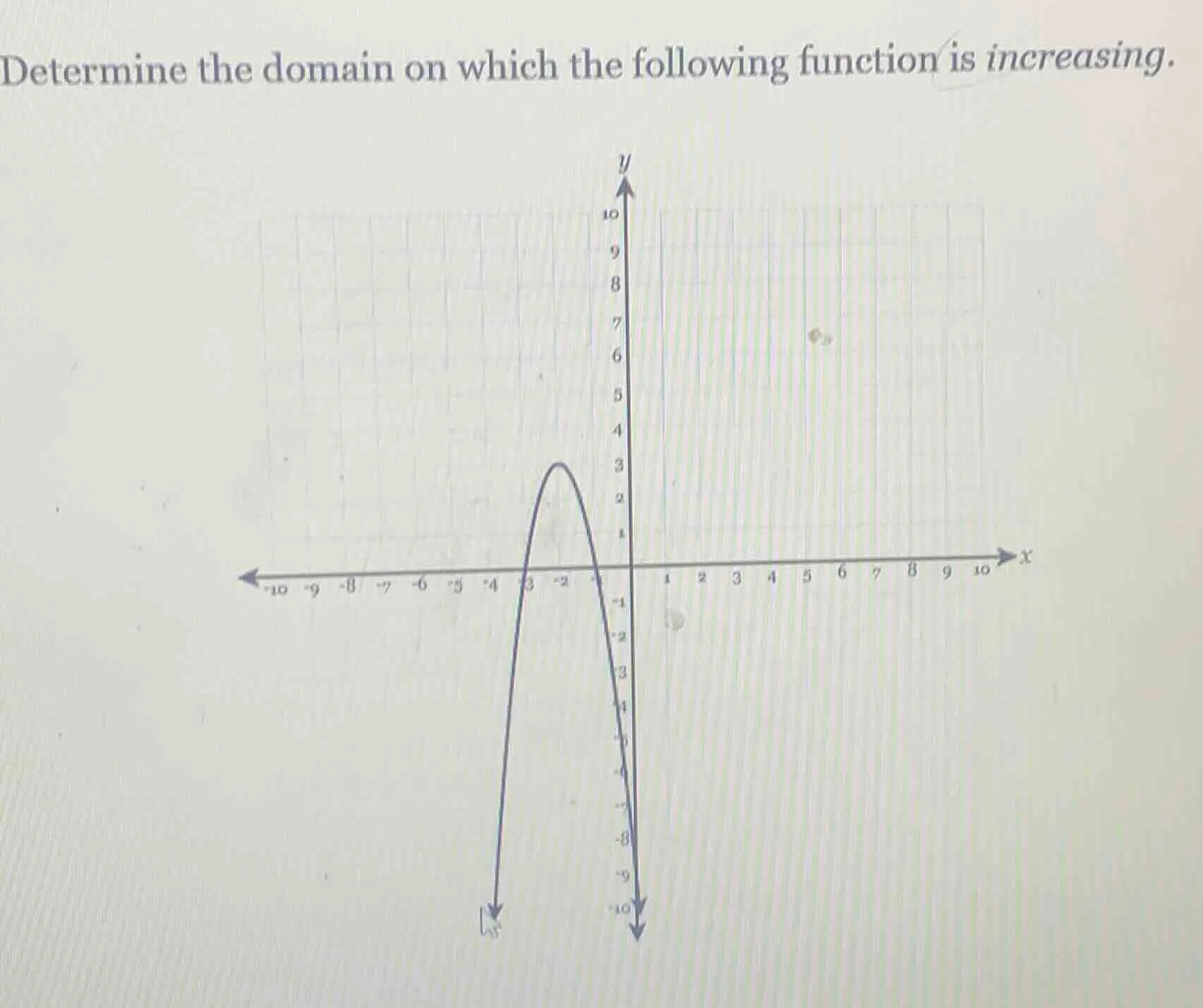 determine the domain on which the following function is increasing.
