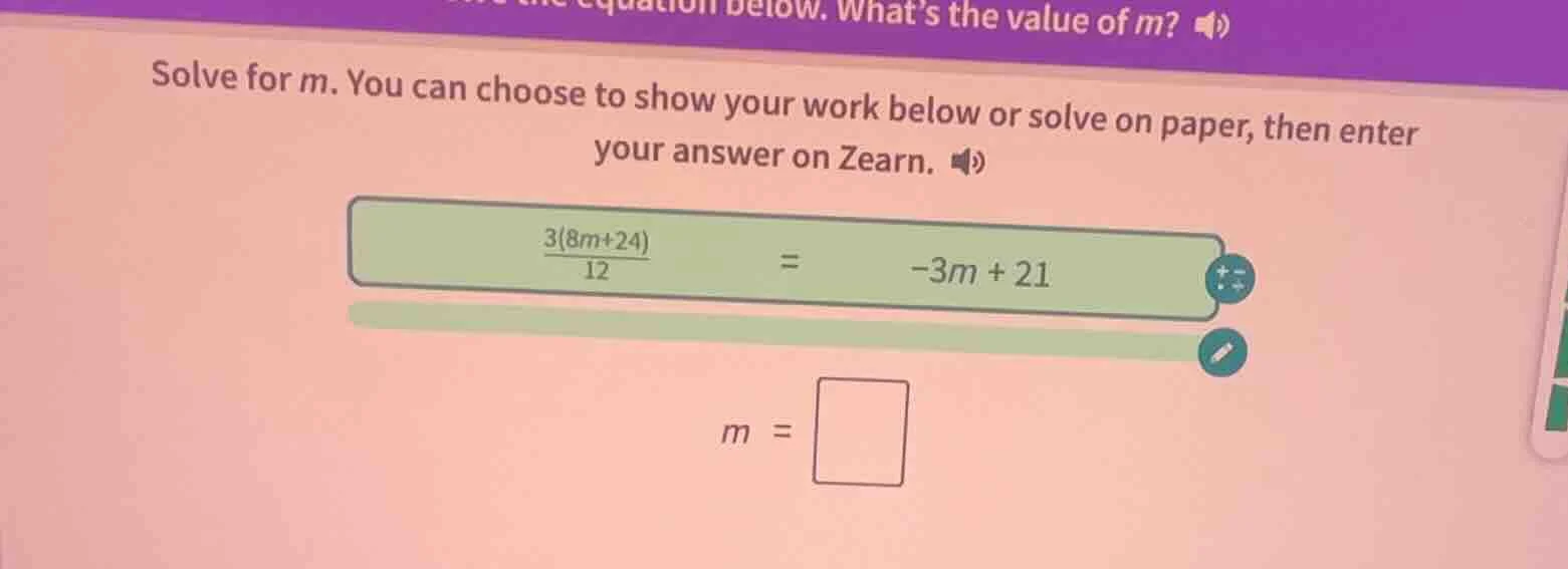 solve for m. you can choose to show your work below or solve on paper, …