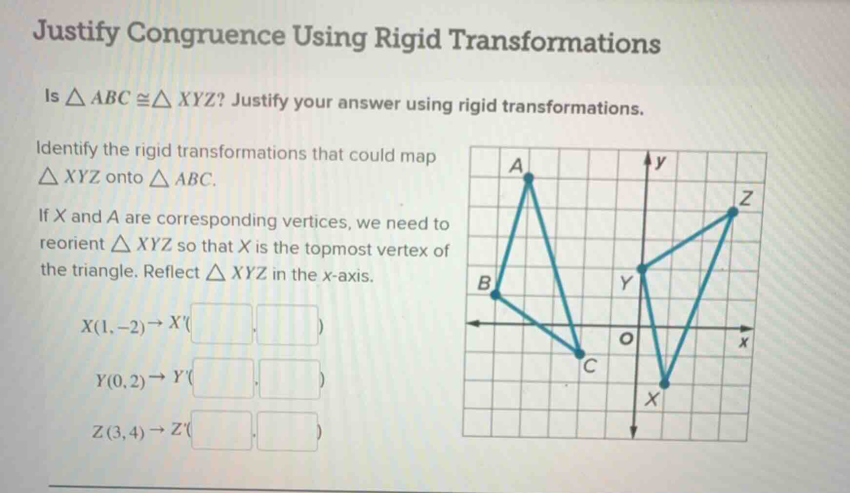 justify congruence using rigid transformations is $\\triangle abc \\con…