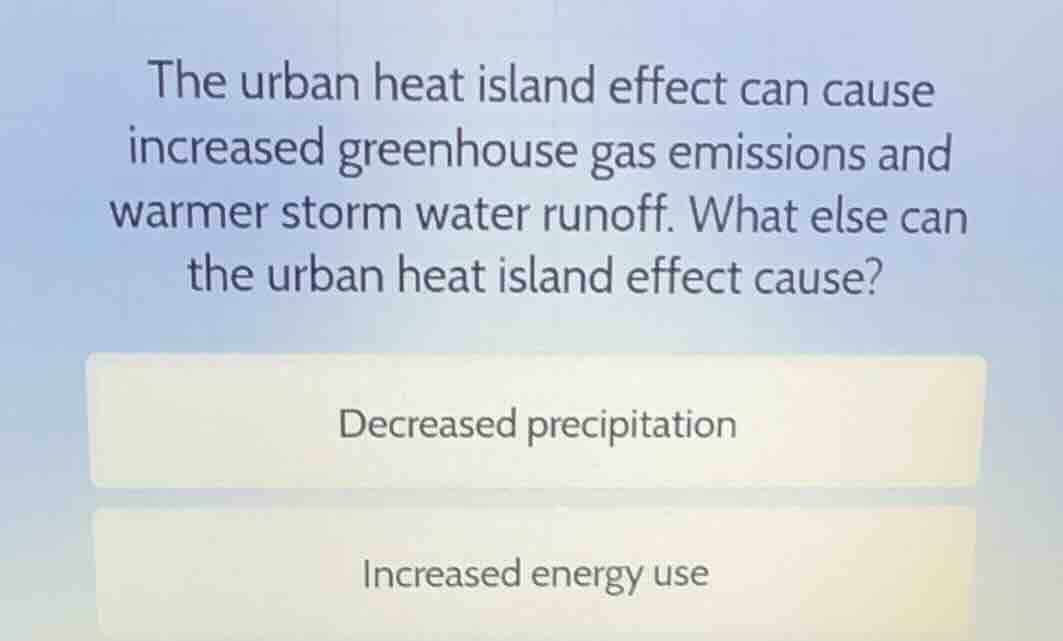 the urban heat island effect can cause increased greenhouse gas emissio…