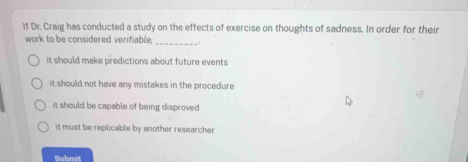 if dr. craig has conducted a study on the effects of exercise on though…