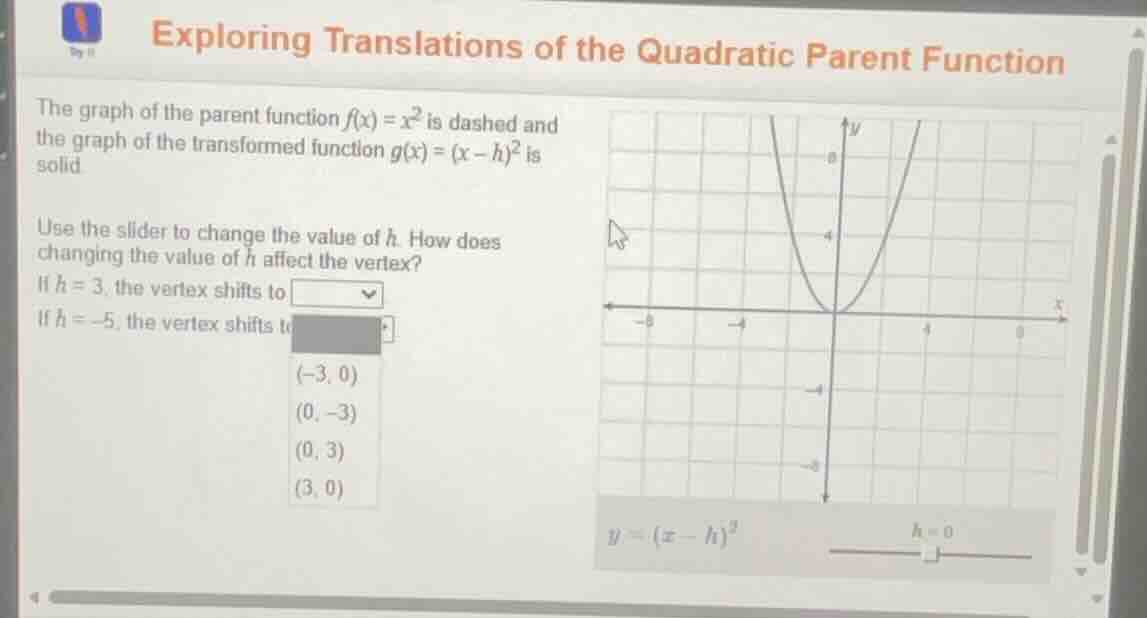 exploring translations of the quadratic parent function the graph of th…