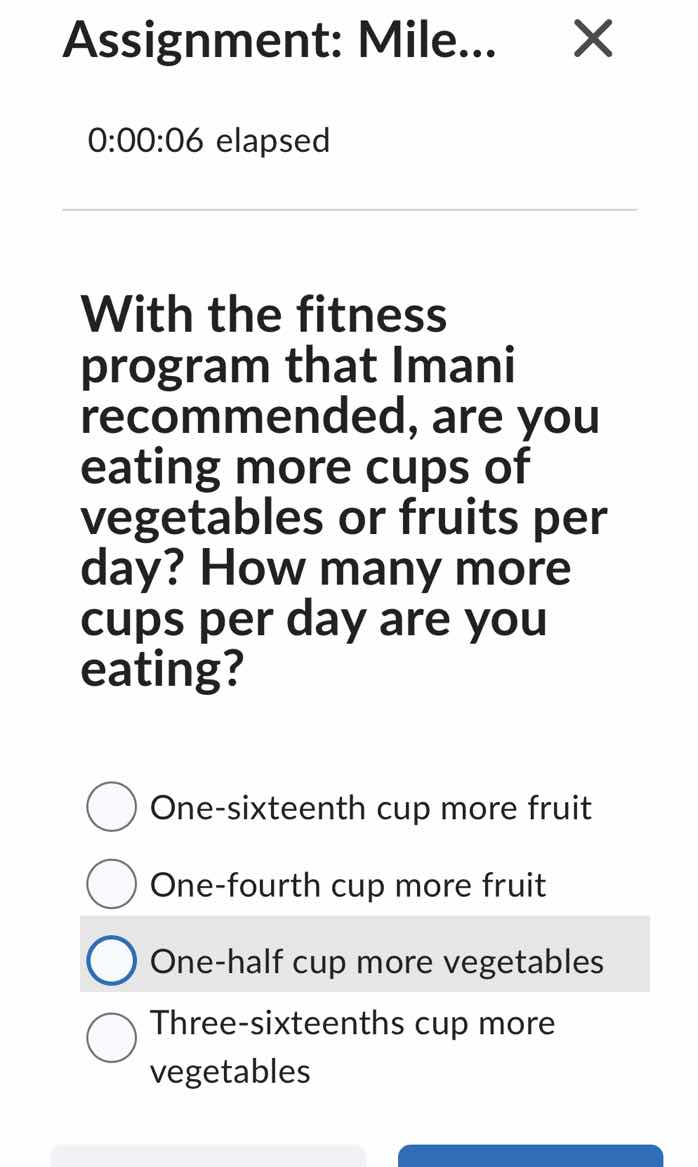 with the fitness program that imani recommended, are you eating more cu…