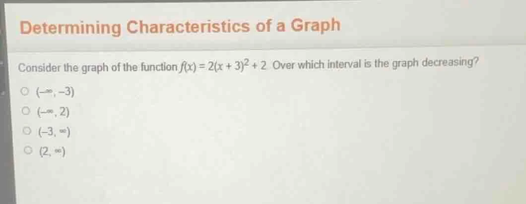 determining characteristics of a graph consider the graph of the functi…