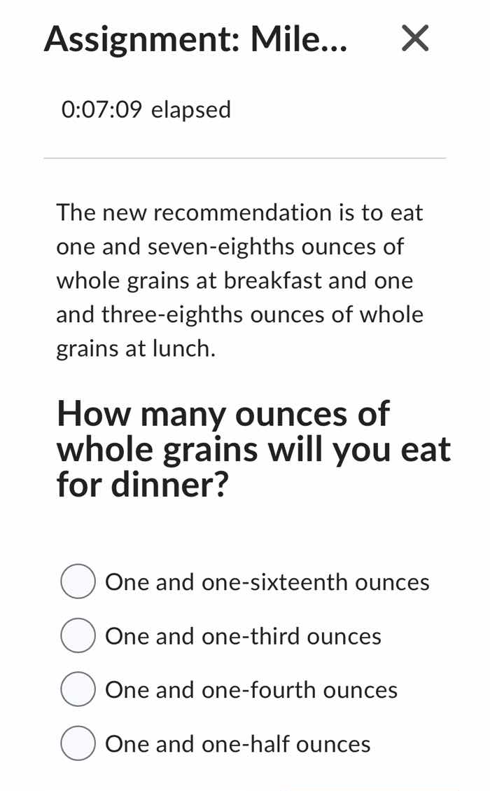 the new recommendation is to eat one and seven - eighths ounces of whol…