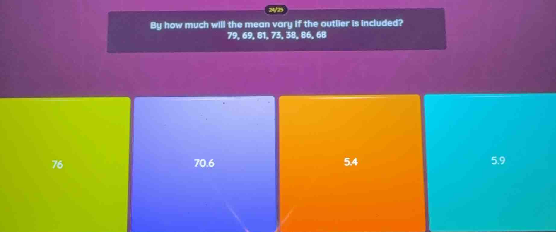 by how much will the mean vary if the outlier is included? 79, 69, 81, …