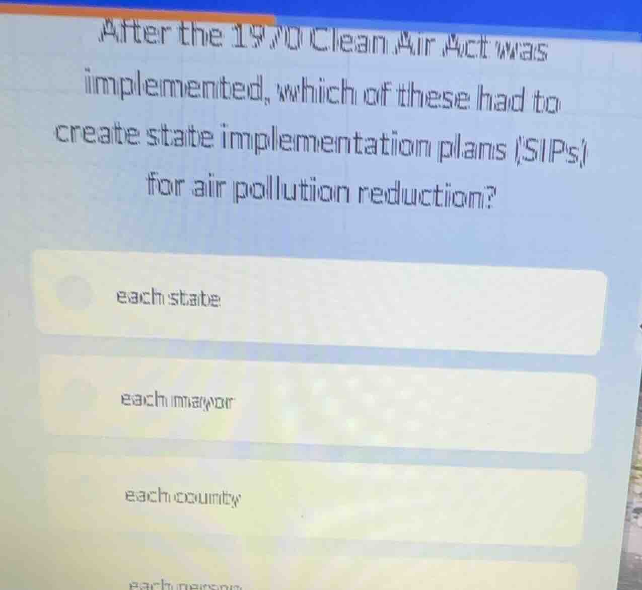 after the 1970 clean air act was implemented, which of these had to cre…