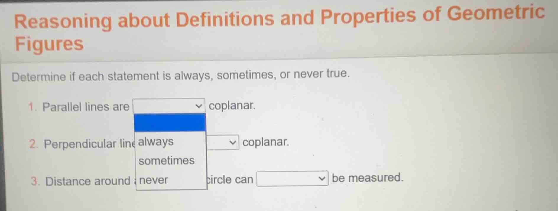 reasoning about definitions and properties of geometric figures determi…