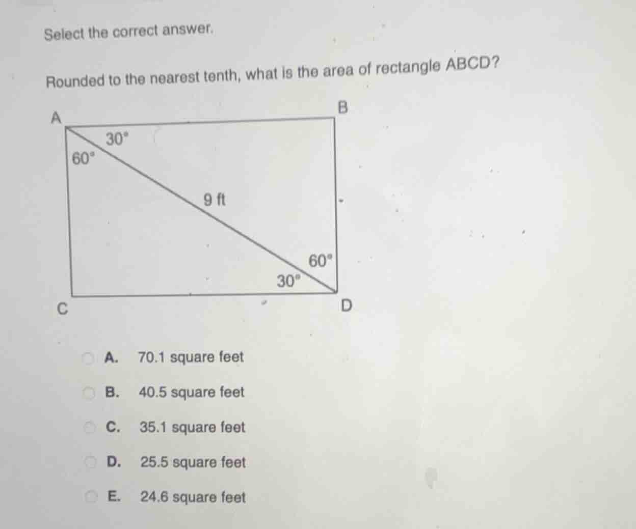 select the correct answer. rounded to the nearest tenth, what is the ar…