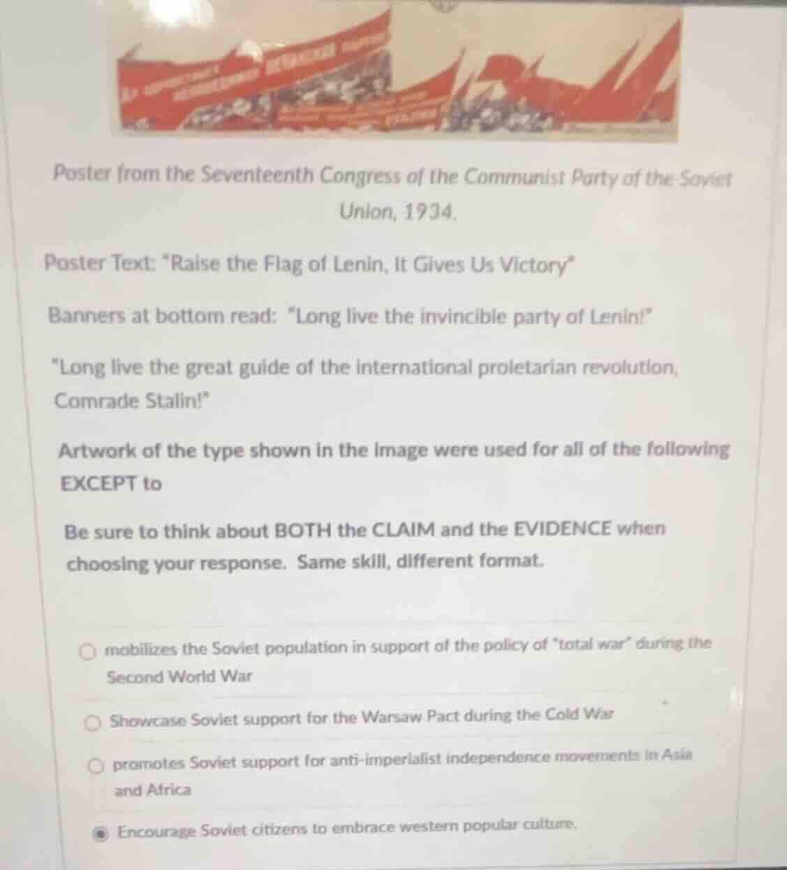 poster from the seventeenth congress of the communist party of the sovi…